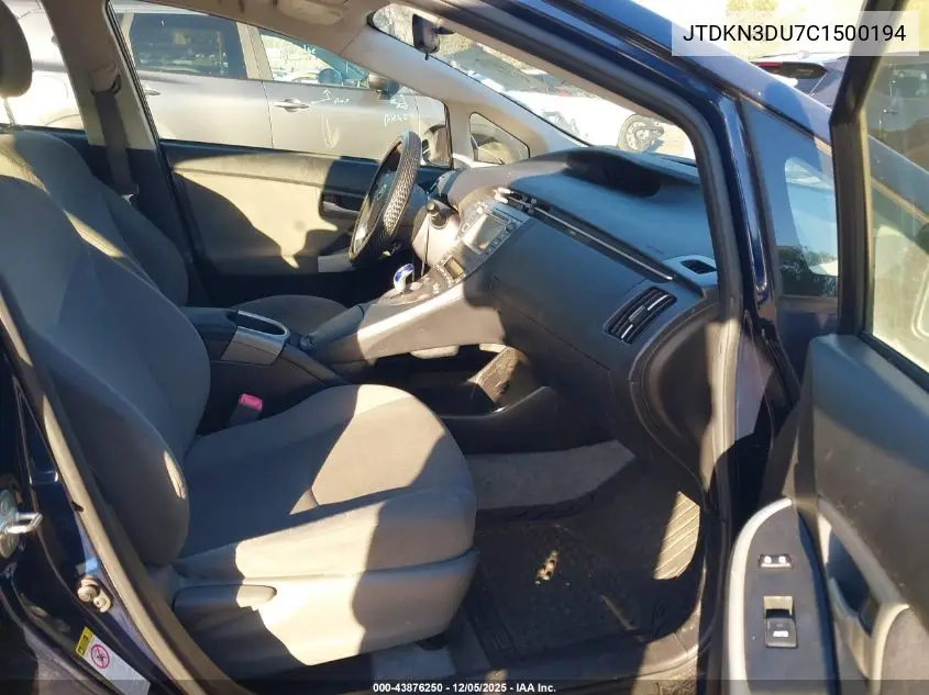 JTDKN3DU7C1500194 2012 Toyota Prius Two