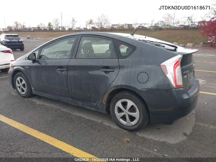 JTDKN3DU0D1618671 2013 Toyota Prius