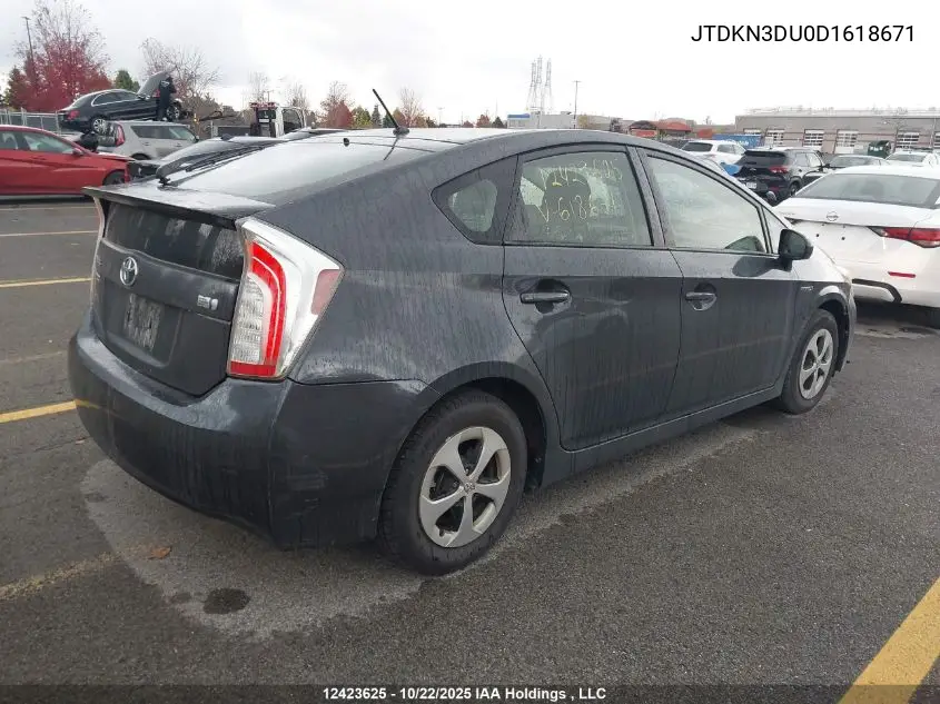 JTDKN3DU0D1618671 2013 Toyota Prius