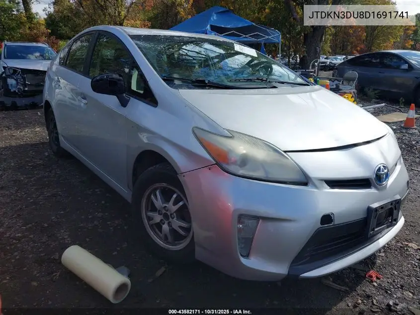 JTDKN3DU8D1691741 2013 Toyota Prius Three