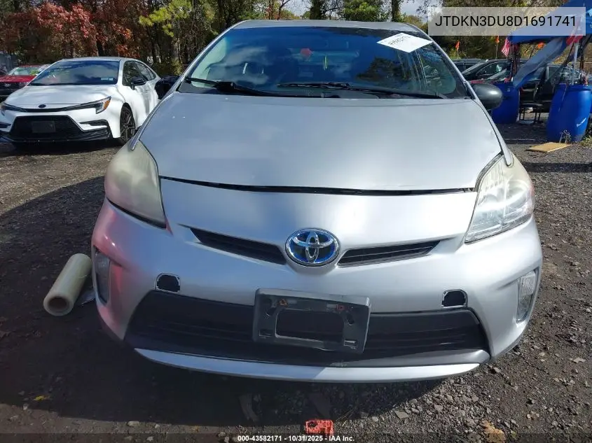 JTDKN3DU8D1691741 2013 Toyota Prius Three