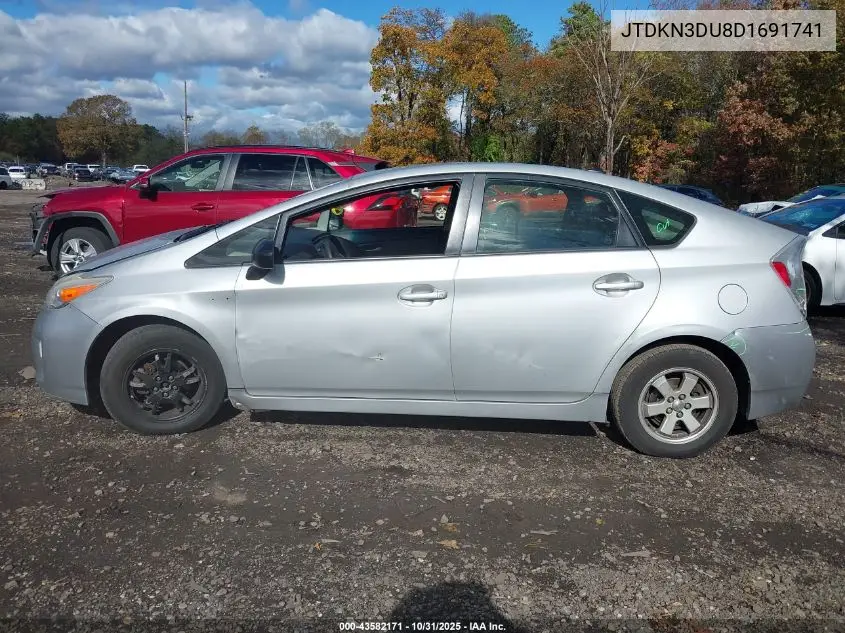 JTDKN3DU8D1691741 2013 Toyota Prius Three