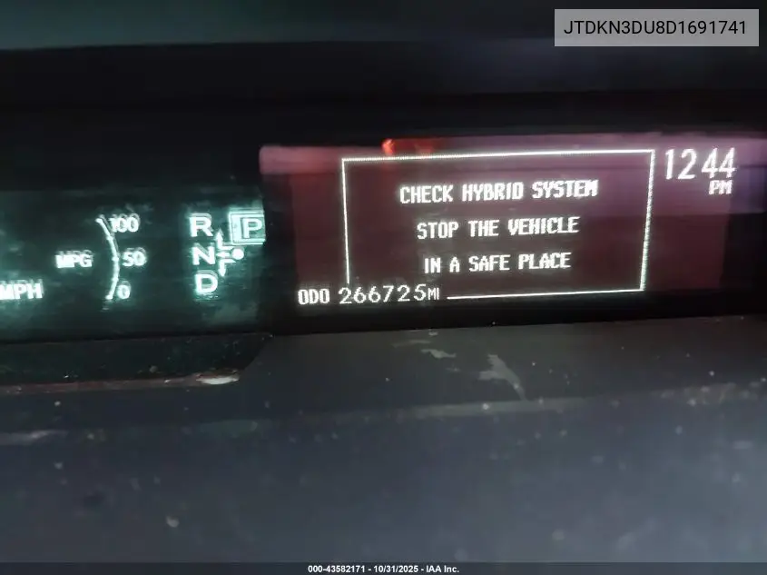 JTDKN3DU8D1691741 2013 Toyota Prius Three