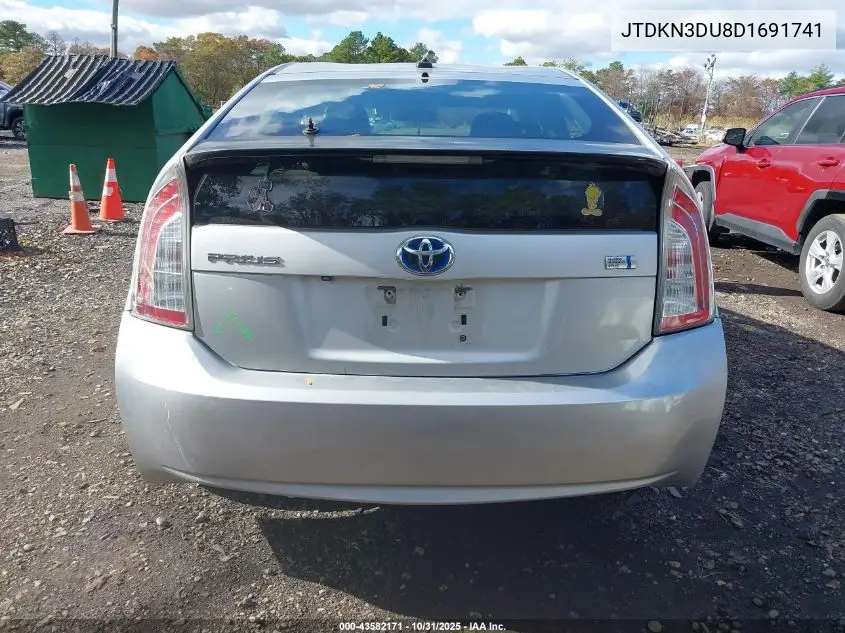 JTDKN3DU8D1691741 2013 Toyota Prius Three