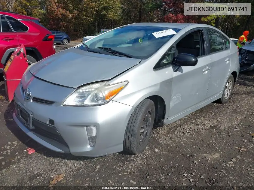 JTDKN3DU8D1691741 2013 Toyota Prius Three
