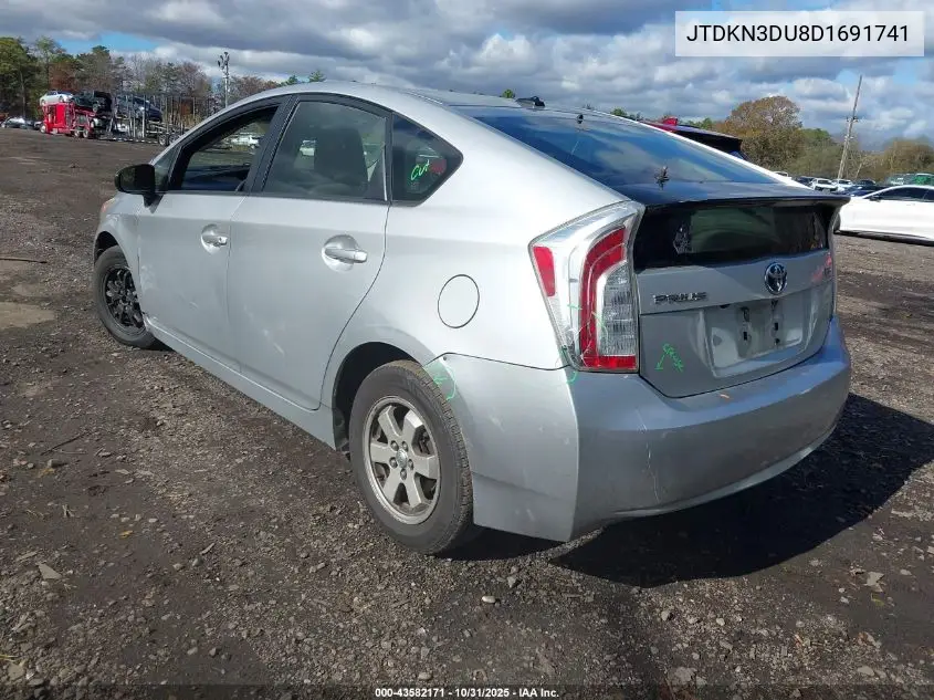 JTDKN3DU8D1691741 2013 Toyota Prius Three