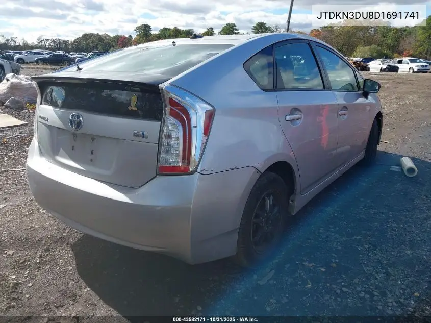 JTDKN3DU8D1691741 2013 Toyota Prius Three