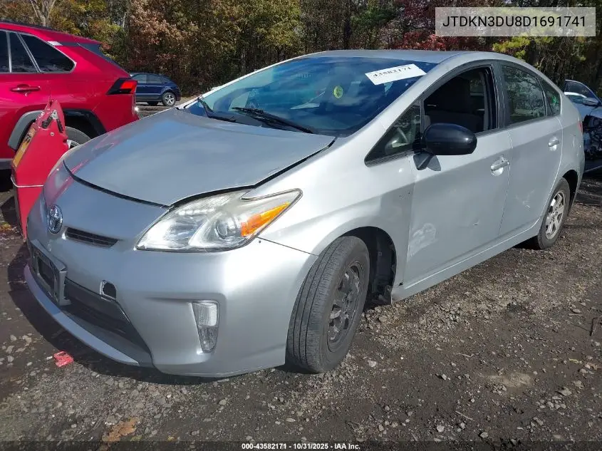 JTDKN3DU8D1691741 2013 Toyota Prius Three