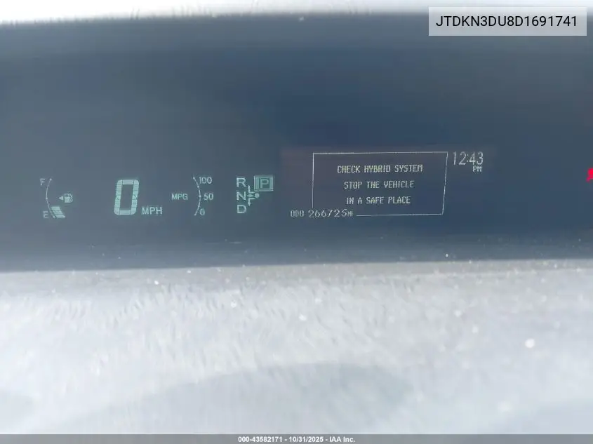JTDKN3DU8D1691741 2013 Toyota Prius Three