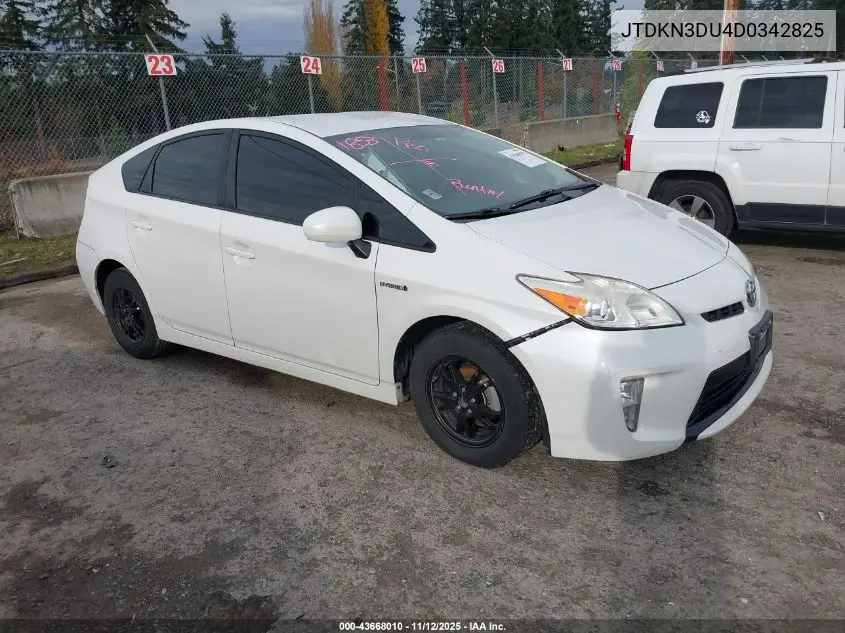JTDKN3DU4D0342825 2013 Toyota Prius Three