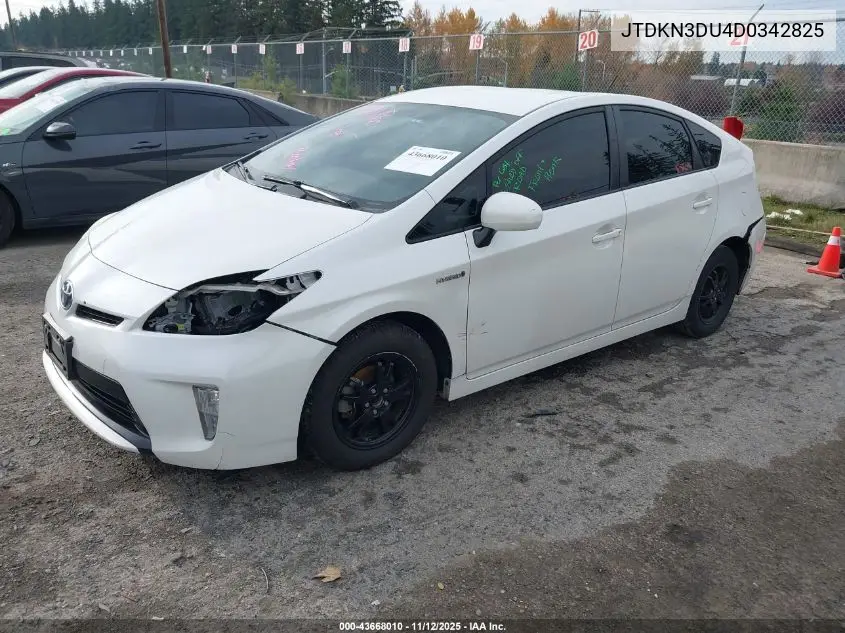 JTDKN3DU4D0342825 2013 Toyota Prius Three