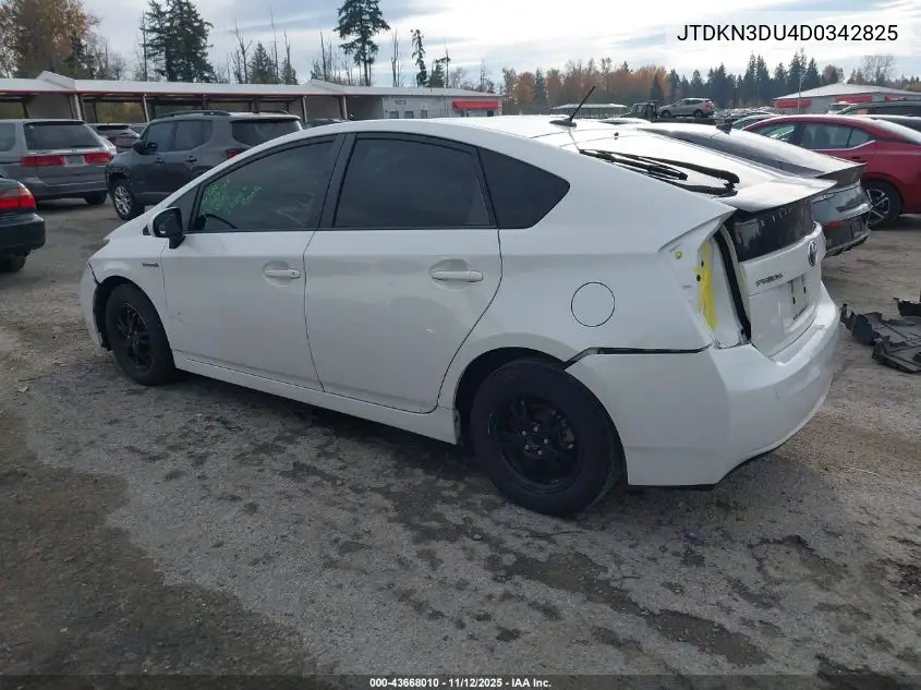 JTDKN3DU4D0342825 2013 Toyota Prius Three