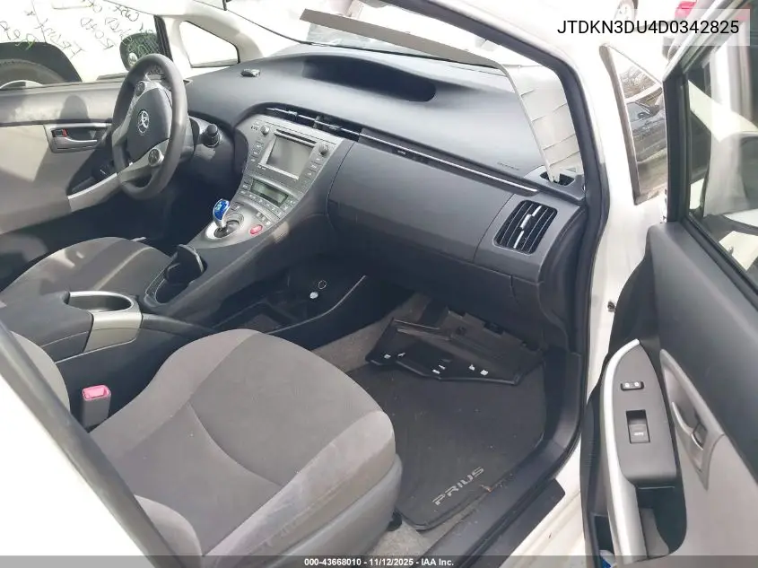 JTDKN3DU4D0342825 2013 Toyota Prius Three