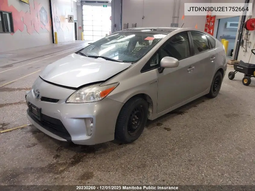 JTDKN3DU2E1752664 2014 Toyota Prius