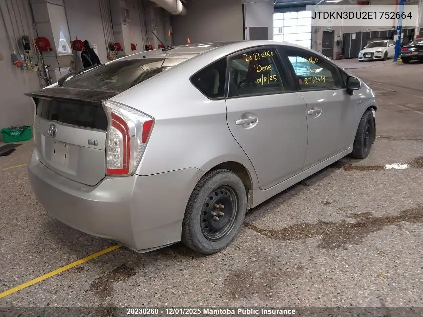 JTDKN3DU2E1752664 2014 Toyota Prius