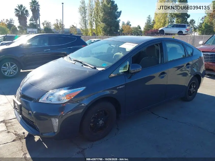 JTDKN3DU6E0394135 2014 Toyota Prius Three