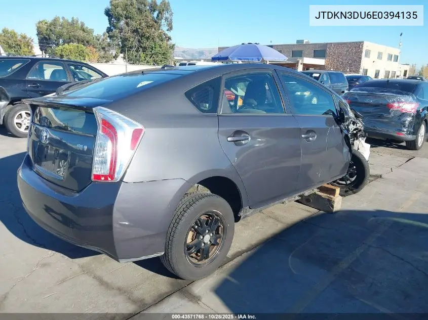 JTDKN3DU6E0394135 2014 Toyota Prius Three