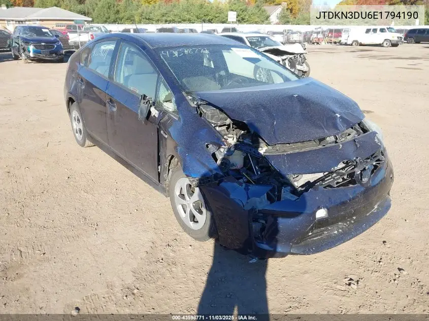 JTDKN3DU6E1794190 2014 Toyota Prius Three