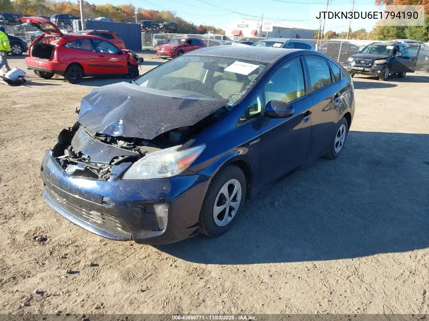JTDKN3DU6E1794190 2014 Toyota Prius Three