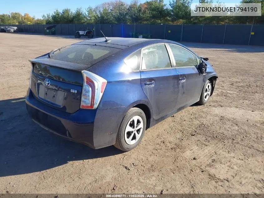JTDKN3DU6E1794190 2014 Toyota Prius Three