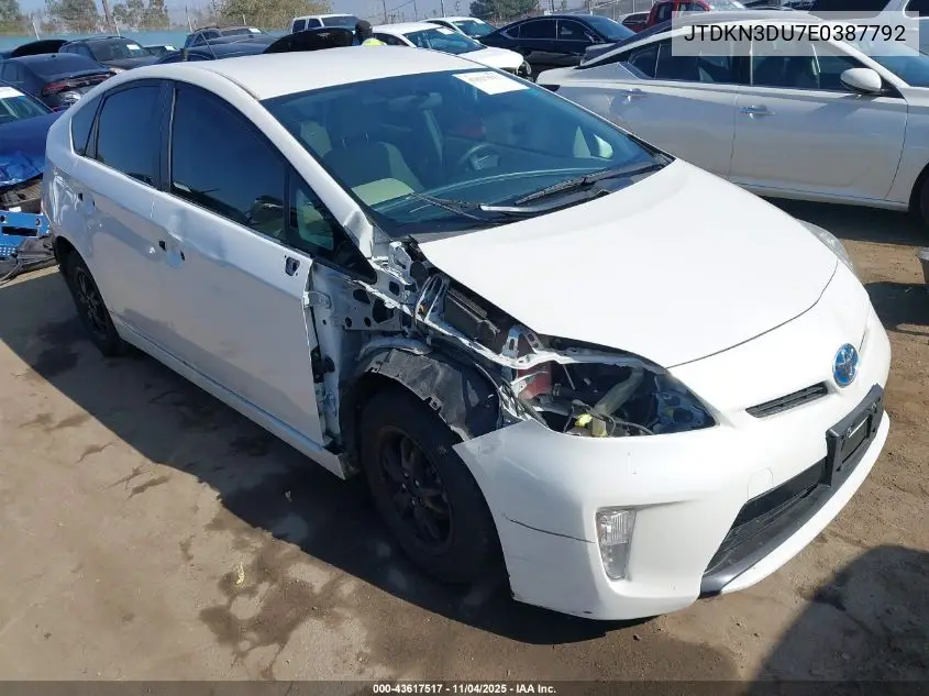 JTDKN3DU7E0387792 2014 Toyota Prius Two
