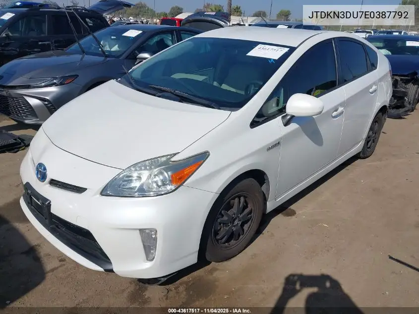 JTDKN3DU7E0387792 2014 Toyota Prius Two