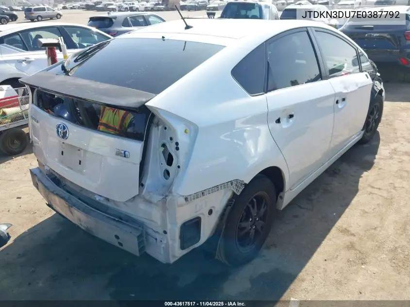 JTDKN3DU7E0387792 2014 Toyota Prius Two