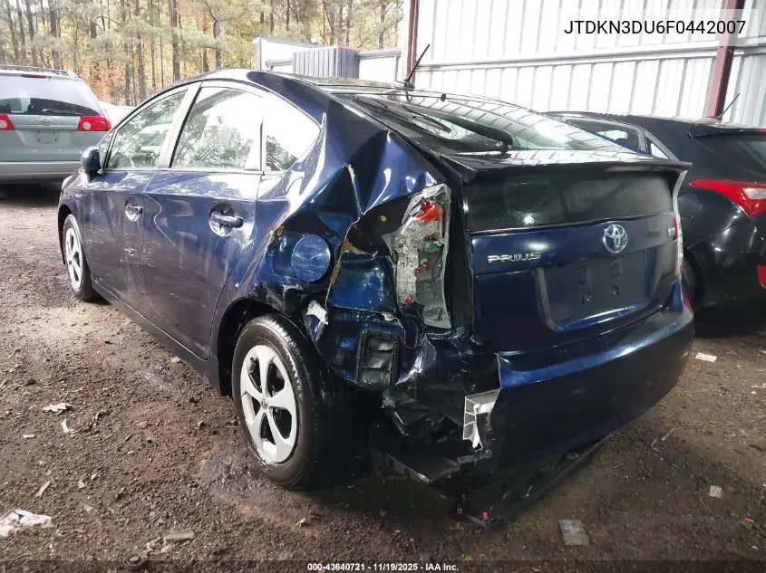 JTDKN3DU6F0442007 2015 Toyota Prius Four