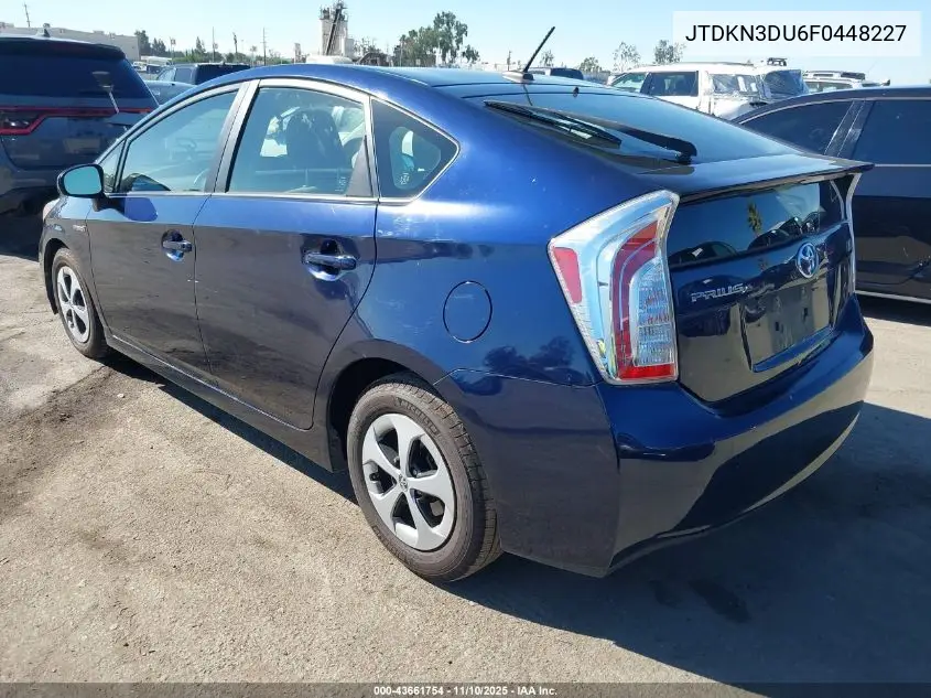 JTDKN3DU6F0448227 2015 Toyota Prius Three