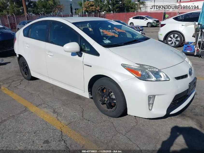 JTDKN3DU8F1986194 2015 Toyota Prius Two
