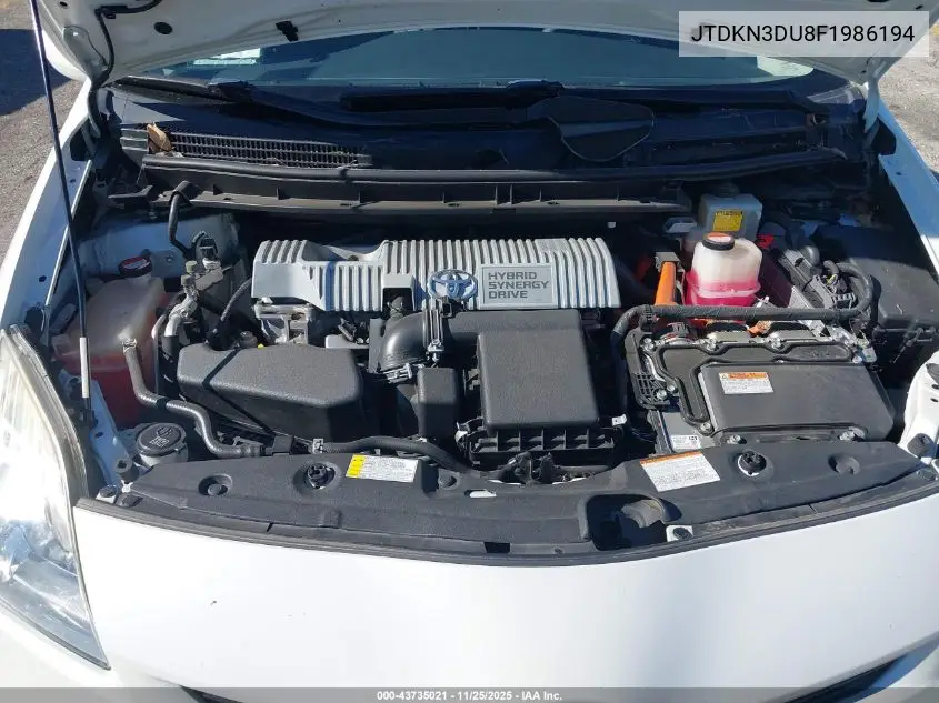 JTDKN3DU8F1986194 2015 Toyota Prius Two