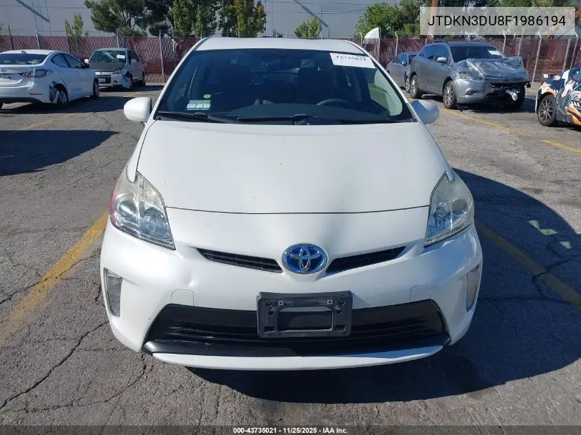 JTDKN3DU8F1986194 2015 Toyota Prius Two