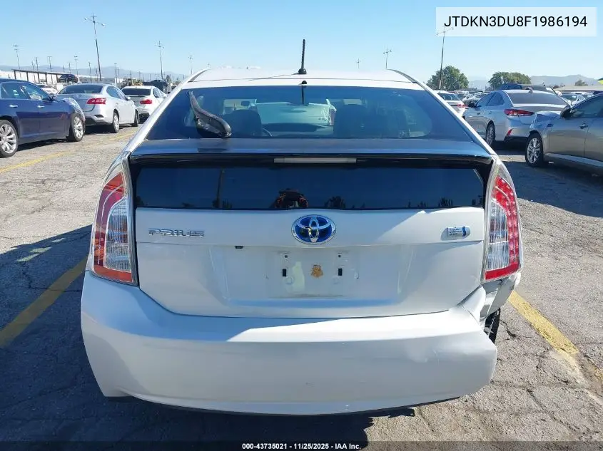 JTDKN3DU8F1986194 2015 Toyota Prius Two