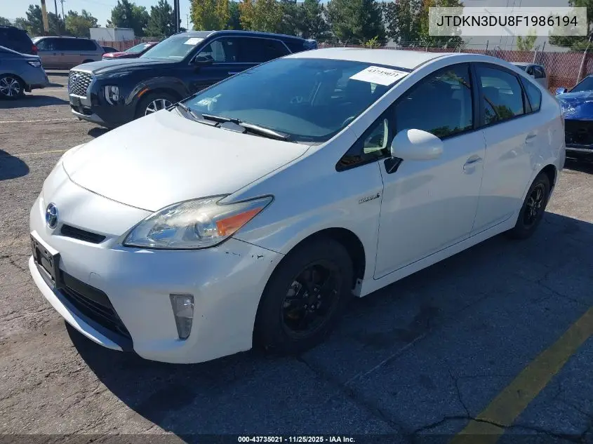 JTDKN3DU8F1986194 2015 Toyota Prius Two