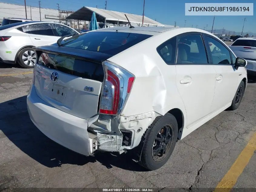 JTDKN3DU8F1986194 2015 Toyota Prius Two