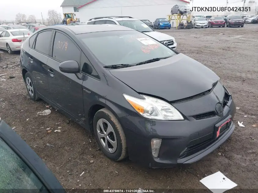 JTDKN3DU8F0424351 2015 Toyota Prius Three