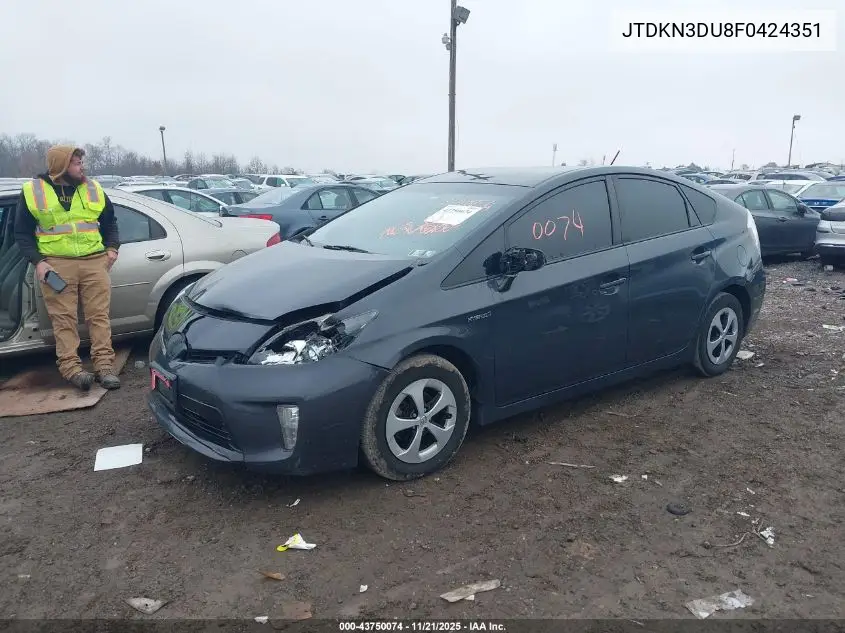 JTDKN3DU8F0424351 2015 Toyota Prius Three