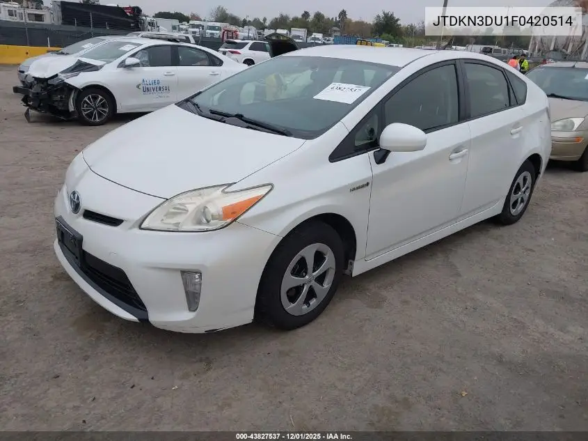 JTDKN3DU1F0420514 2015 Toyota Prius Three