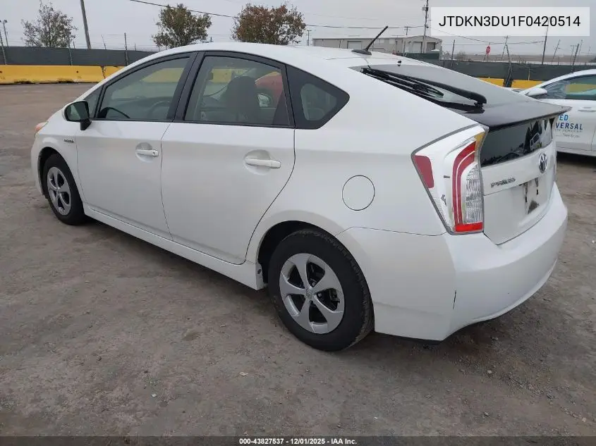 JTDKN3DU1F0420514 2015 Toyota Prius Three