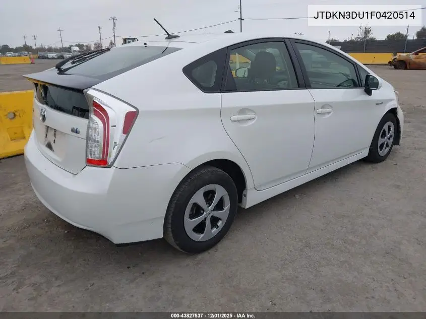 JTDKN3DU1F0420514 2015 Toyota Prius Three