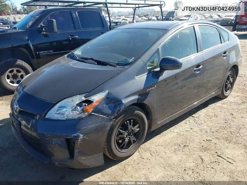 JTDKN3DU4F0424959 2015 Toyota Prius Three