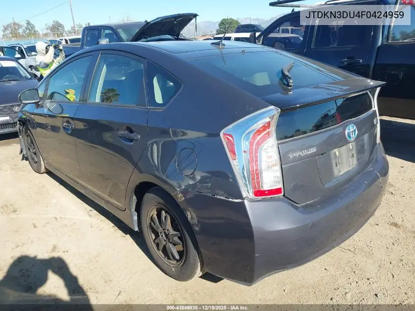 JTDKN3DU4F0424959 2015 Toyota Prius Three