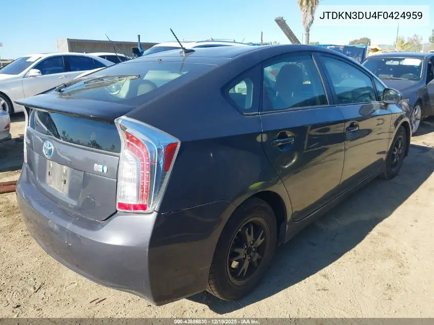 JTDKN3DU4F0424959 2015 Toyota Prius Three