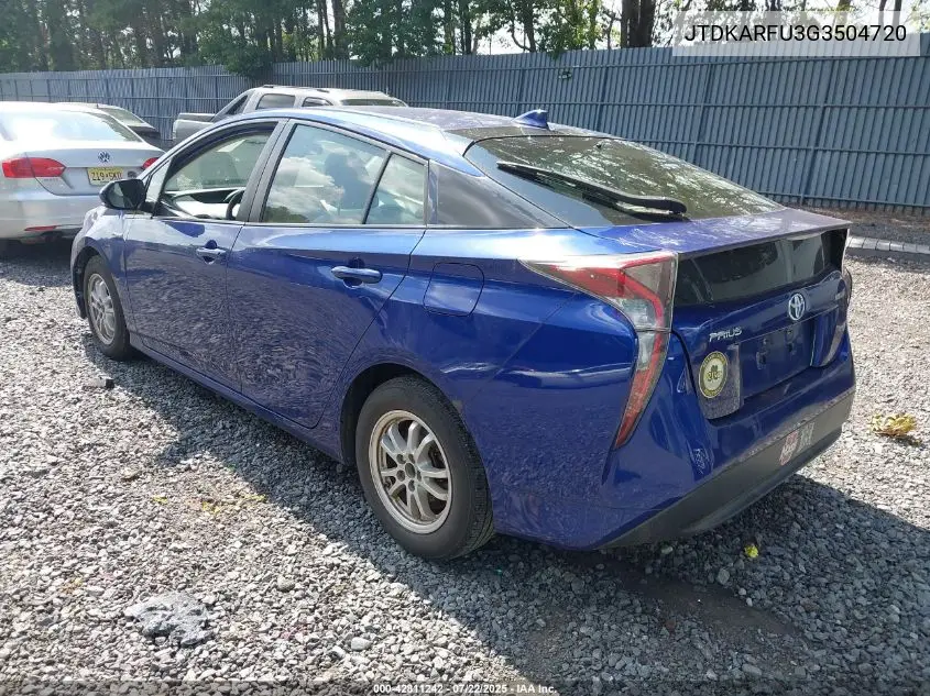 2016 Toyota Prius Three VIN: JTDKARFU3G3504720 Lot: 42811242