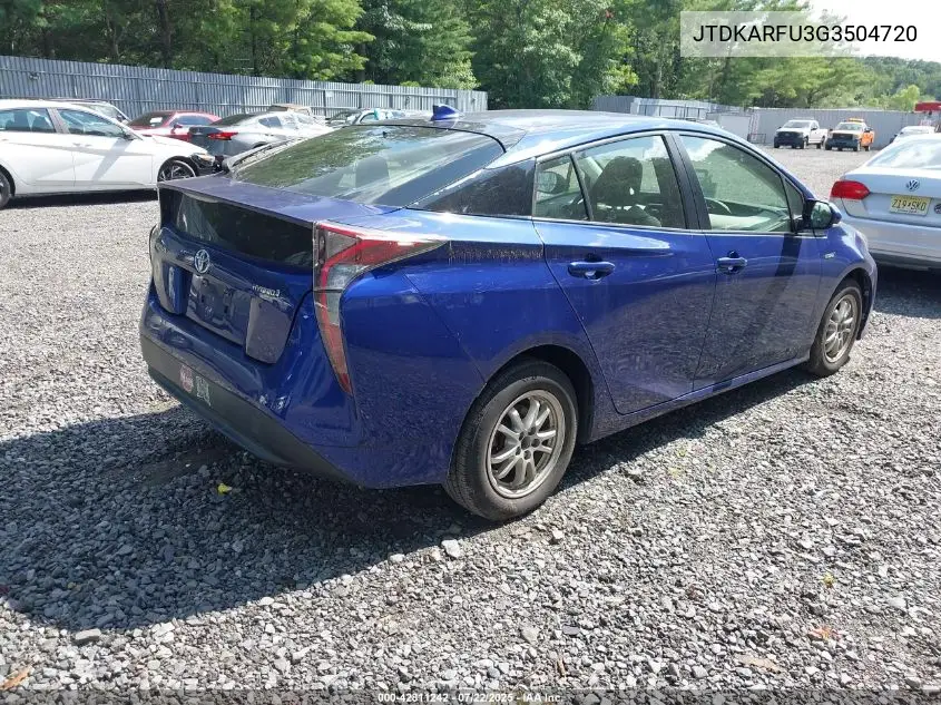 2016 Toyota Prius Three VIN: JTDKARFU3G3504720 Lot: 42811242