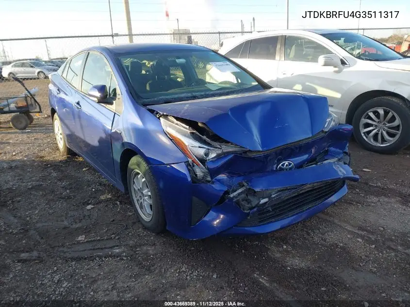 JTDKBRFU4G3511317 2016 Toyota Prius Two