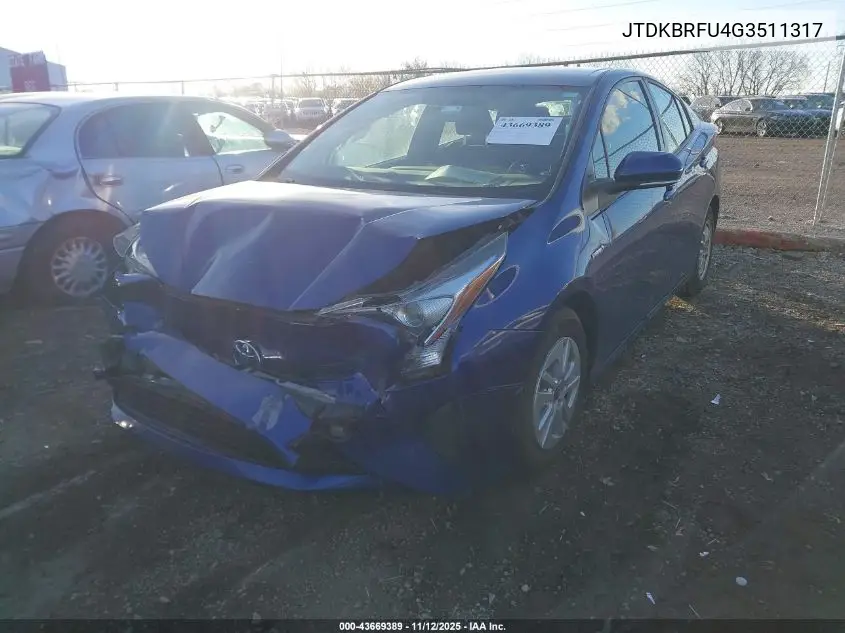 JTDKBRFU4G3511317 2016 Toyota Prius Two