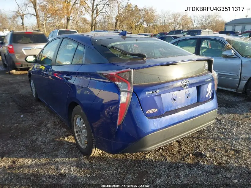 JTDKBRFU4G3511317 2016 Toyota Prius Two