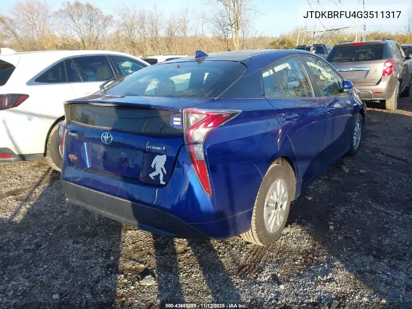 JTDKBRFU4G3511317 2016 Toyota Prius Two
