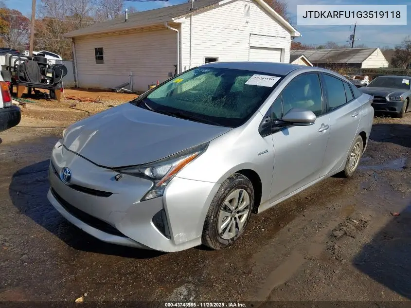 JTDKARFU1G3519118 2016 Toyota Prius Two Eco